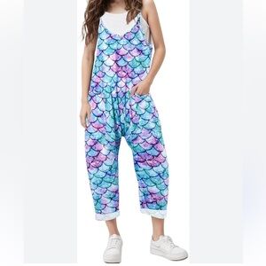 Girls Mermaid Romper - Blue, Purple, White - Comfy, Dress up, Costume, Outfit
